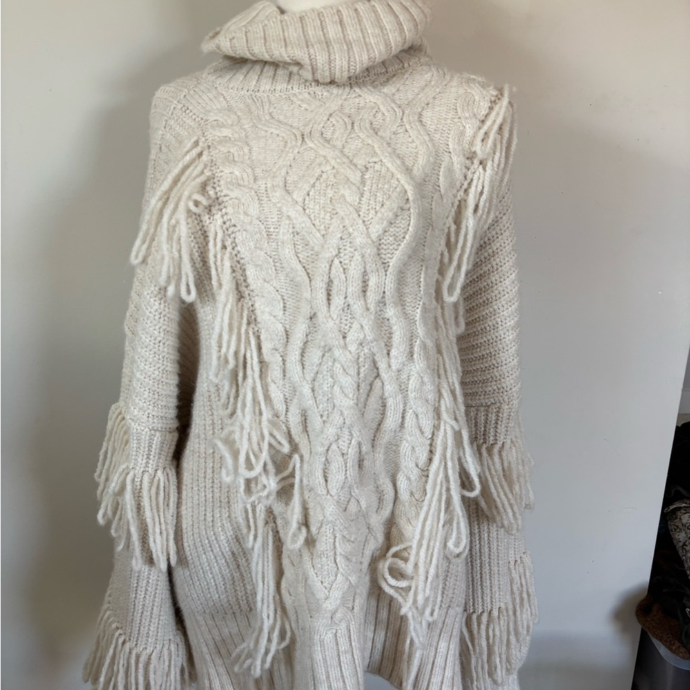 River Island Cream Cable Knit Turtleneck Sweater